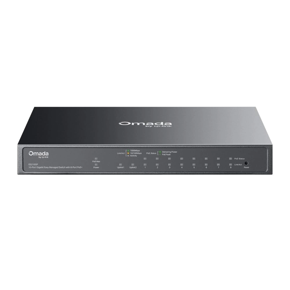 TP-Link Omada Easy Managed Switch 10 Ports Gigabit with 8 PoE+ Ports (8GE +1GE+ 1GE RJ45/SFP Combo port) ES210GP view 2